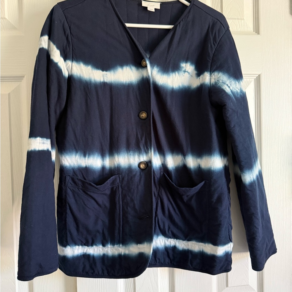 Navy and White Tie-Dye Cardigan